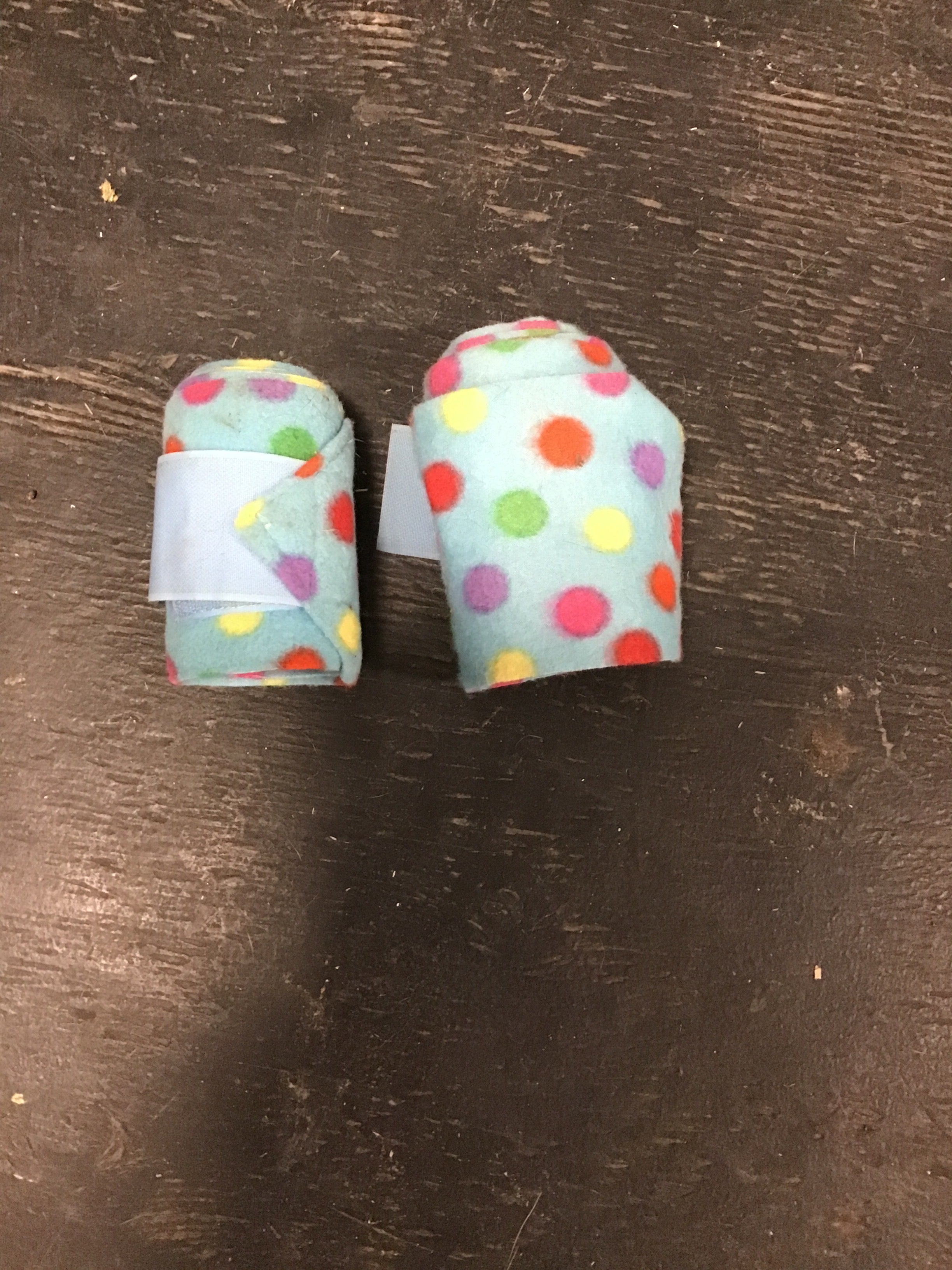 Blue polka dot polo wraps