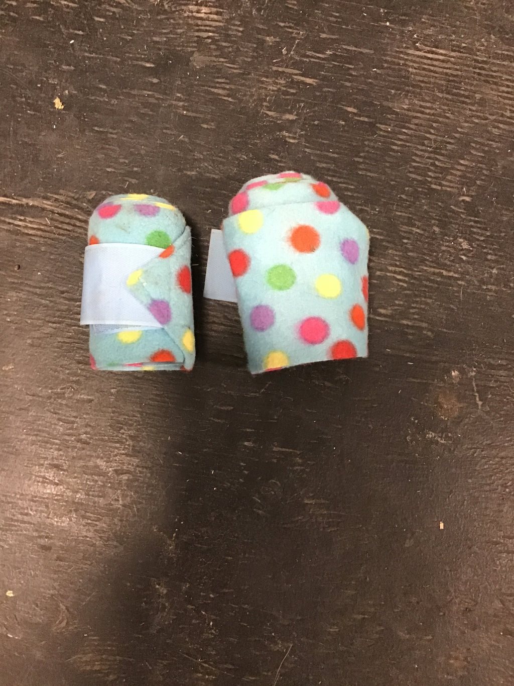 Blue polka dot polo wraps