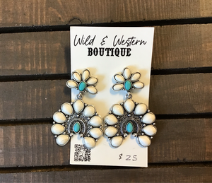 Horseshoe White and Turquoise Dangle