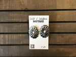 Oval Silver and White Concho Stud