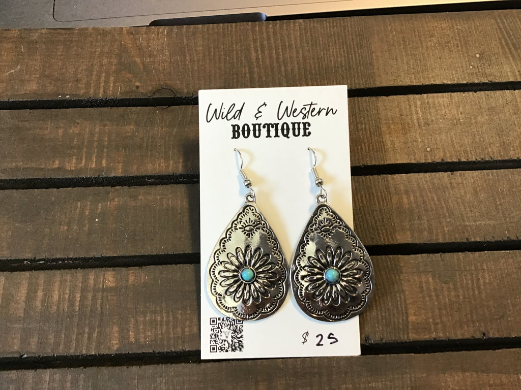 Silver and Turquoise Teardrop Dangle