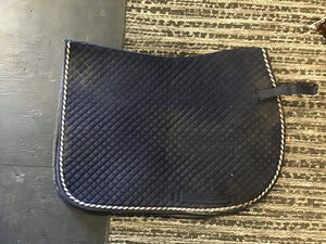 Navy Saddle Pad w white blue piping $7