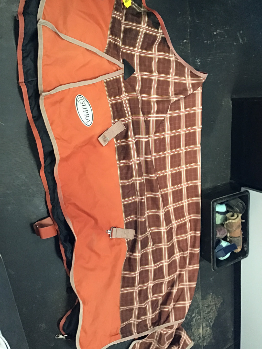 Supra orange plaid rainsheet 76”