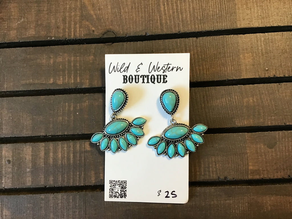 Oval Turquoise Sunburst Dangle