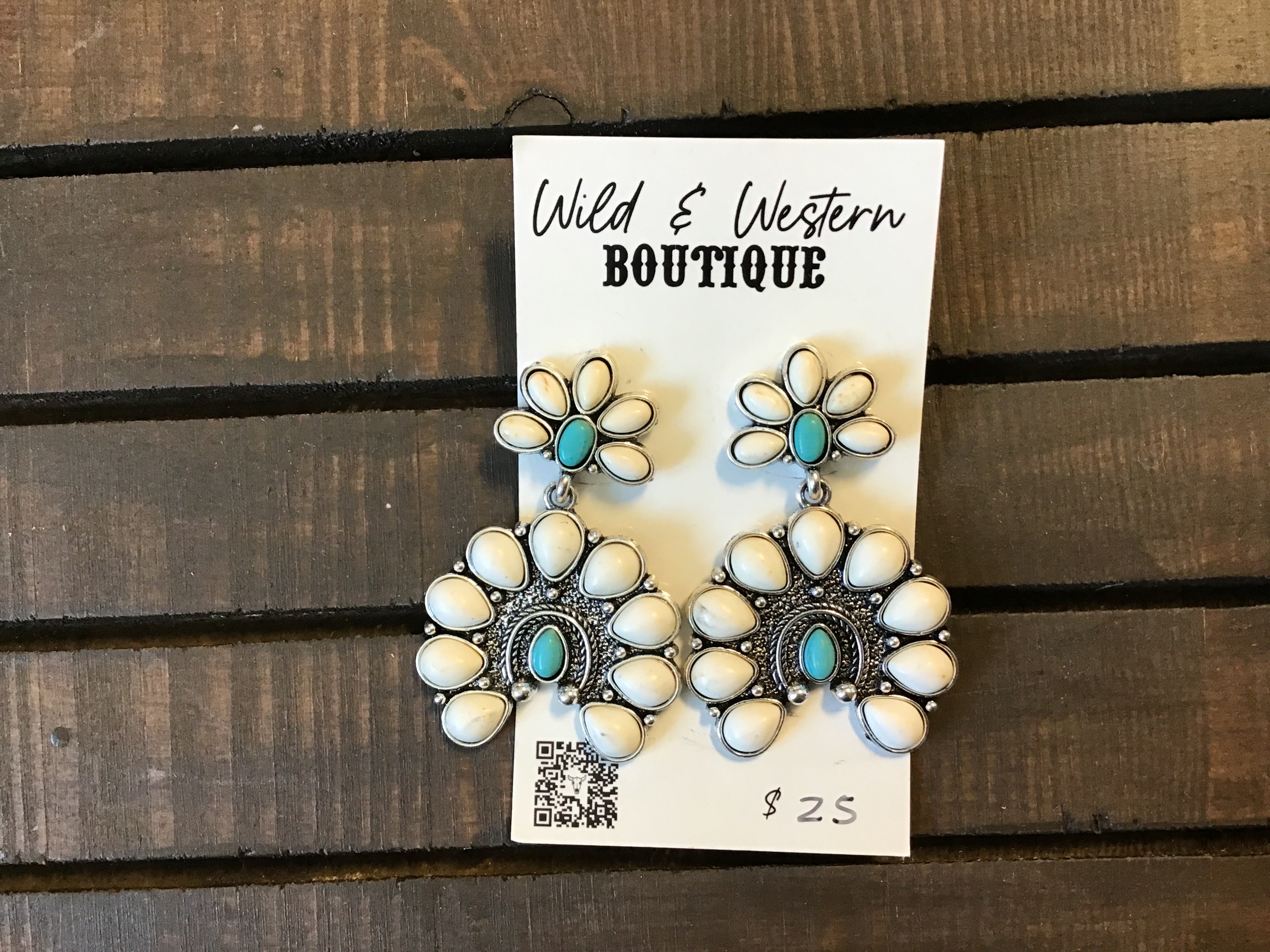 Horseshoe White and Turquoise Dangle