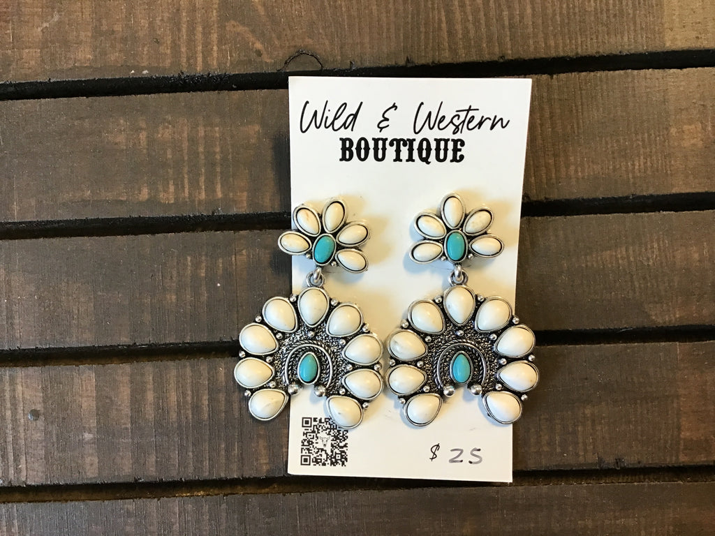 Horseshoe White and Turquoise Dangle