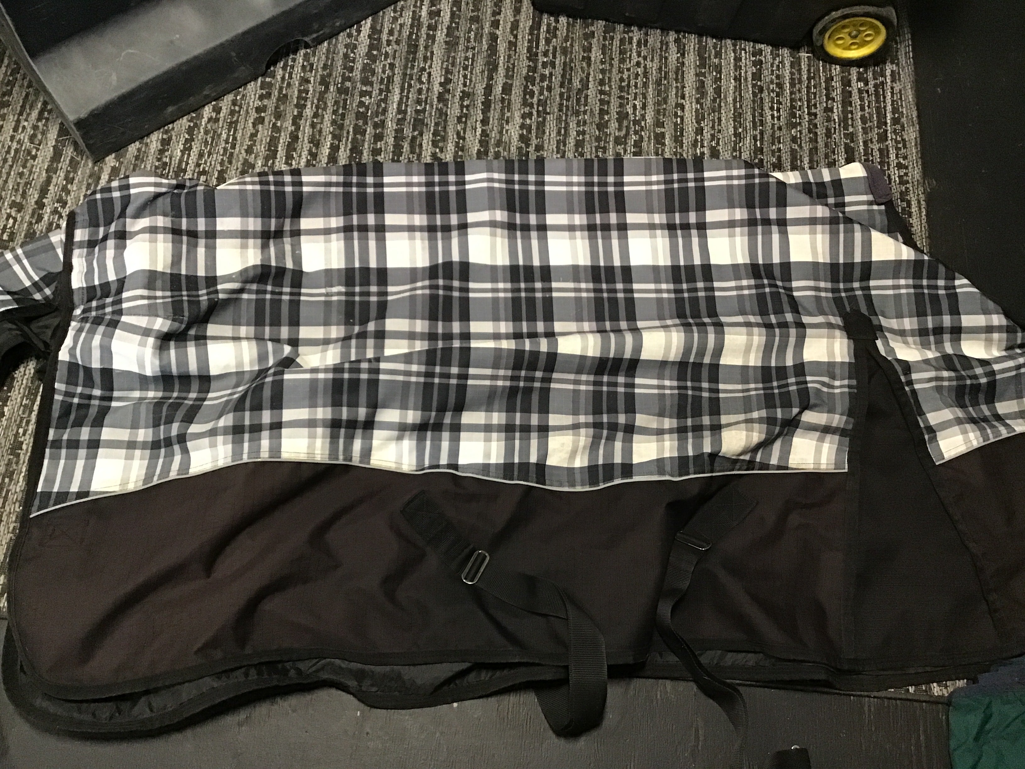 Black plaid rainsheet 74”