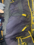 Yellow and grey blanket w neck - 75”