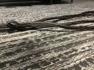 Braided stitched leather reins
