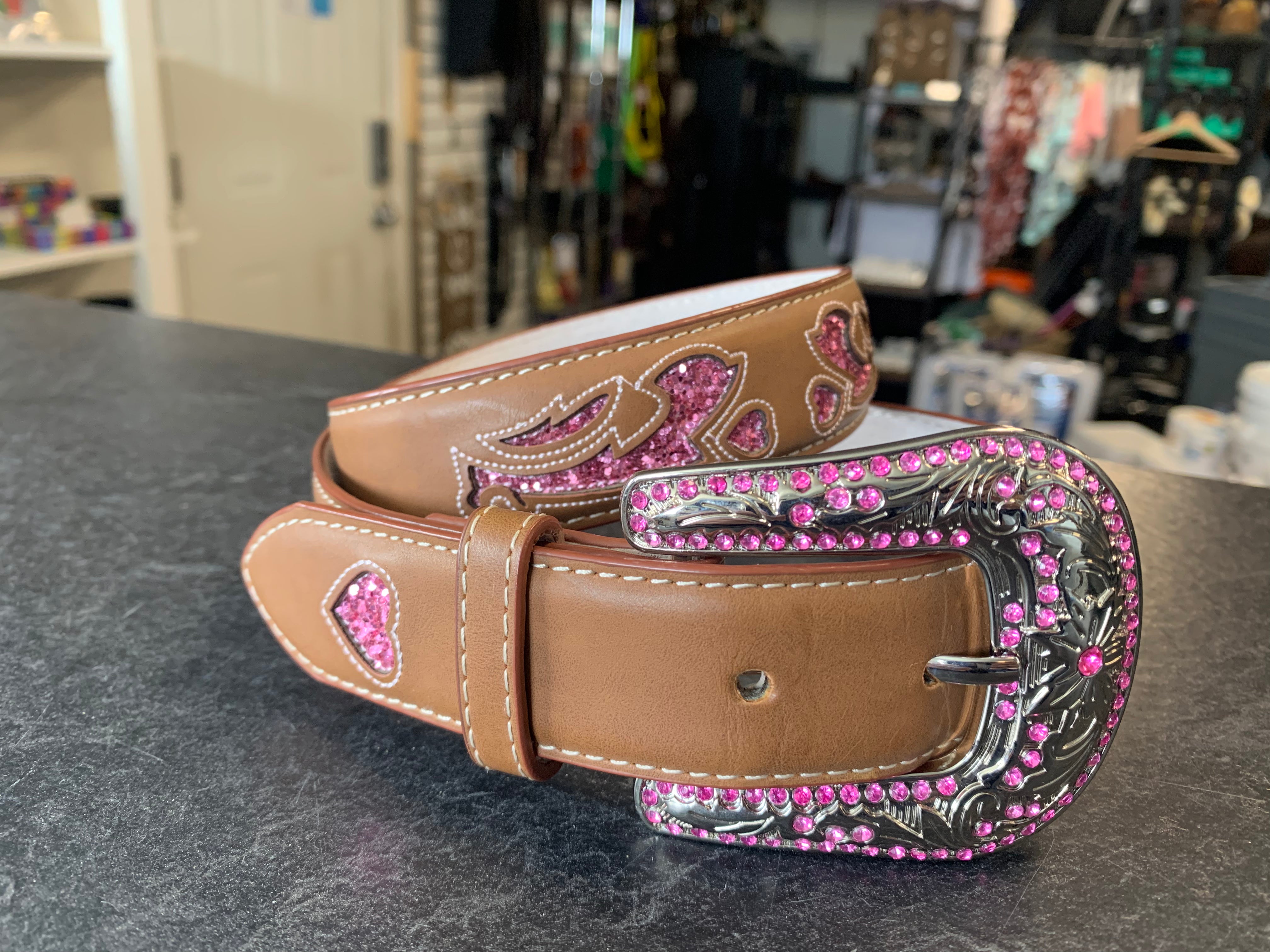 Western Pink Bling Belt