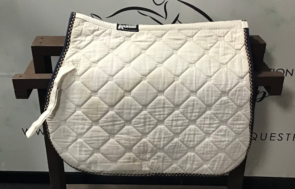 White Roma AP Pad with blue/gold piping